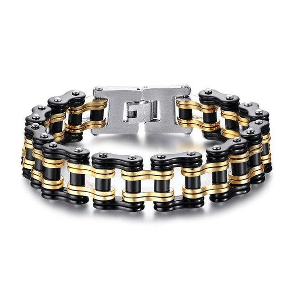 4 Tones Biker Chain Bracelet Stainless Steel-Bracelets-Innovato Design-Gold & Black-Innovato Design