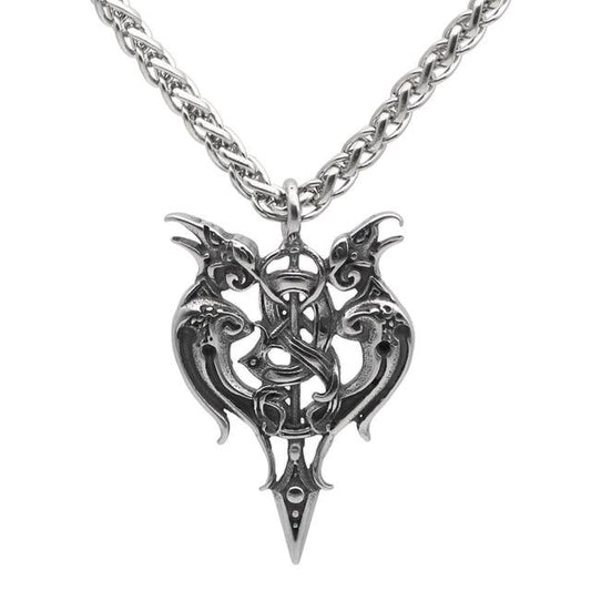 Men's Nordic Viking Odin's Raven Amulet Pendant Necklace-Necklaces-Innovato Design-Steel-Innovato Design