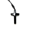 Black Obsidian Stone Jesus Cross Pendant with Rope Necklace-Necklaces-Innovato Design-Innovato Design