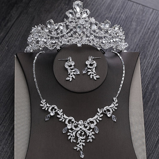 Sparkling Crystal Tiara, Necklace & Earrings Wedding Jewelry Set-Jewelry Sets-Innovato Design-Innovato Design