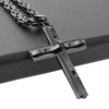 Black & Gold Cross Pendant with Wavy Metal Overlay and Byzantine Chain Necklace-Necklaces-Innovato Design-Gold-18-Innovato Design