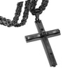 Black & Gold Cross Pendant with Wavy Metal Overlay and Byzantine Chain Necklace-Necklaces-Innovato Design-Black-18-Innovato Design