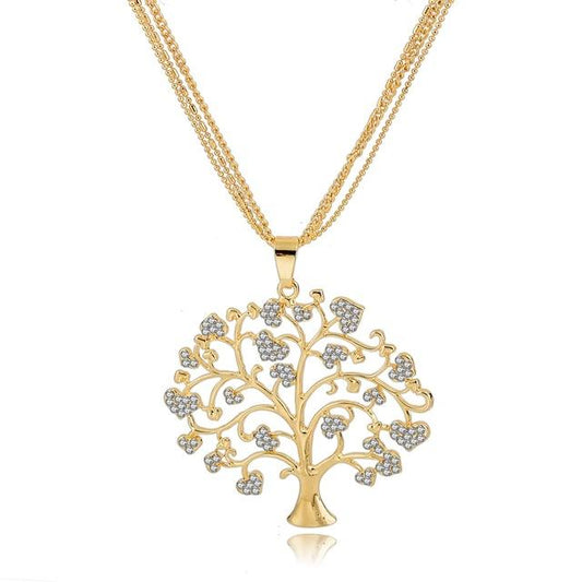 Crystal Tree of Life Pendant Necklace-Necklaces-Innovato Design-Gold-Innovato Design