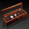 Brown Beech Wood Watch Display Box Organizer with 5, 8, 10 and 12 Slots-Watch Box-Innovato Design-5 Slots-Innovato Design