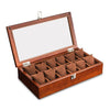 Brown Beech Wood Watch Display Box Organizer with 5, 8, 10 and 12 Slots-Watch Box-Innovato Design-12 Slots-Innovato Design