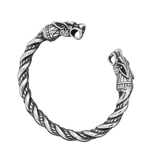 Viking's Adjustable Dragon Stainless Steel Bracelet-Bracelets-Innovato Design-Black & Silver-Innovato Design