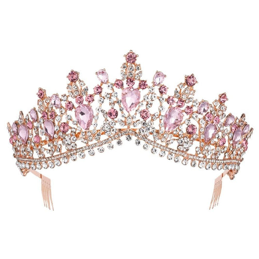 Luxury 8 Color Tiara Crown with Zircon Crystals for Women-Crowns-Innovato Design-Rose Pink-Innovato Design