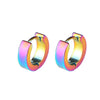 Men Stainless Steel Classic Plain Huggie Hinged Hoop Earrings-Earrings-Innovato Design-Rainbow-Innovato Design