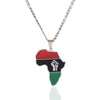 African Colored Map Pendant First Symbol Cuban Chain Necklace-Necklaces-Innovato Design-Silver-Innovato Design