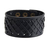 Men’s Genuine Leather Adjustable Wide Braided Wristband Bracelet Bangle with Smooth Cuff-Bracelets-Innovato Design-Wrap Black-Innovato Design