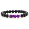 Black Lava Rock Stone Elastic Beaded Bracelet Healing Energy Stretch Bracelets with 3 Imperial Jasper-Bracelets-Innovato Design-Purple-Innovato Design