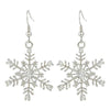 Austrian Crystal Winter Party Snowflake Pierced Hook Dangle Earrings Clear-Earrings-Innovato Design-Silver-Innovato Design