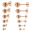 Men,Women's 3~8mm 12 PCS Stainless Steel Stud Earrings Bead Ball Set 6 Pairs-Earrings-Innovato Design-Rose Gold-Innovato Design