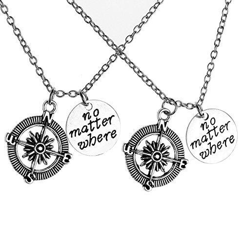 2pcs/Set "No Matter Where" "You're my person" Best Friends Lovers Couples Necklace Jewelry Set-Necklaces-Innovato Design-Find your way-Innovato Design