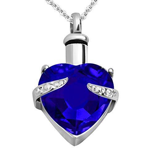 Heart Cremation Jewelry Urn Necklace for Ashes Memorial Keepsake Pendant-Necklaces-Innovato Design-Blue-Innovato Design