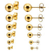 Men,Women's 3~8mm 12 PCS Stainless Steel Stud Earrings Bead Ball Set 6 Pairs-Earrings-Innovato Design-Gold-Innovato Design