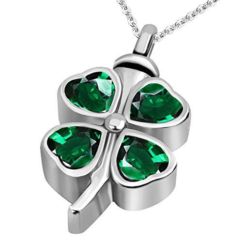 Lucky Clover Cremation Urn Necklace for Ashes Memorial Keepsake Pendant-Necklaces-Innovato Design-Green-Innovato Design