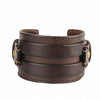 Men’s Genuine Leather Adjustable Wide Braided Wristband Bracelet Bangle with Smooth Cuff-Bracelets-Innovato Design-Dark Brown-Innovato Design