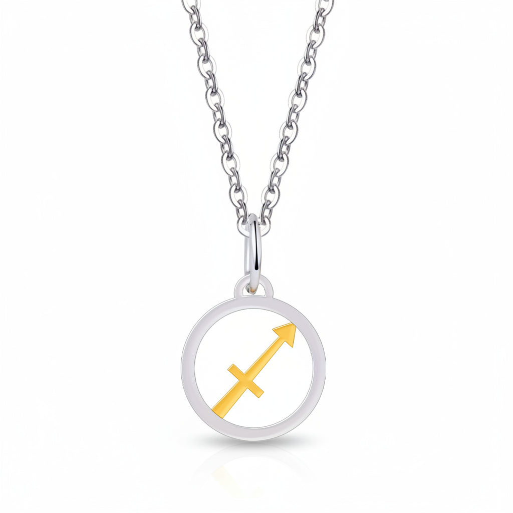 Silver Gold Zodiac Sign 925 Sterling Silver Long Chain Pendant Necklace