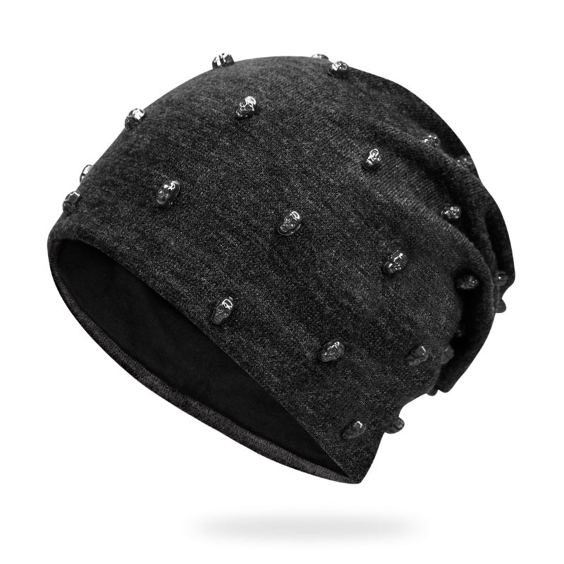 Beanie or Bonnet with Skulls and Hoop