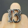 Vintage Numbers Lucky 13 Biker Black Silver Gothic Men's Stainless Steel Ring-Rings-Innovato Design-8-Innovato Design