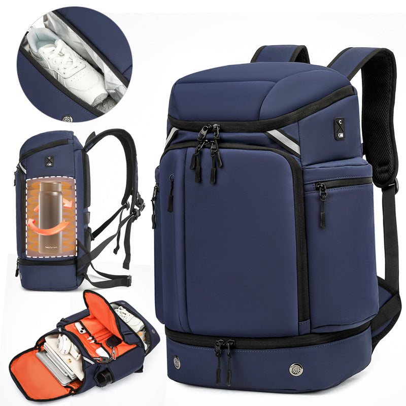 Multifunction Waterproof USB Charging 45 Liter Backpack with Shoe Compartment
