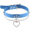 Chic Multicolor Stud and Heart Pendant Choker Collar Leather Gothic Punk Rock Necklace