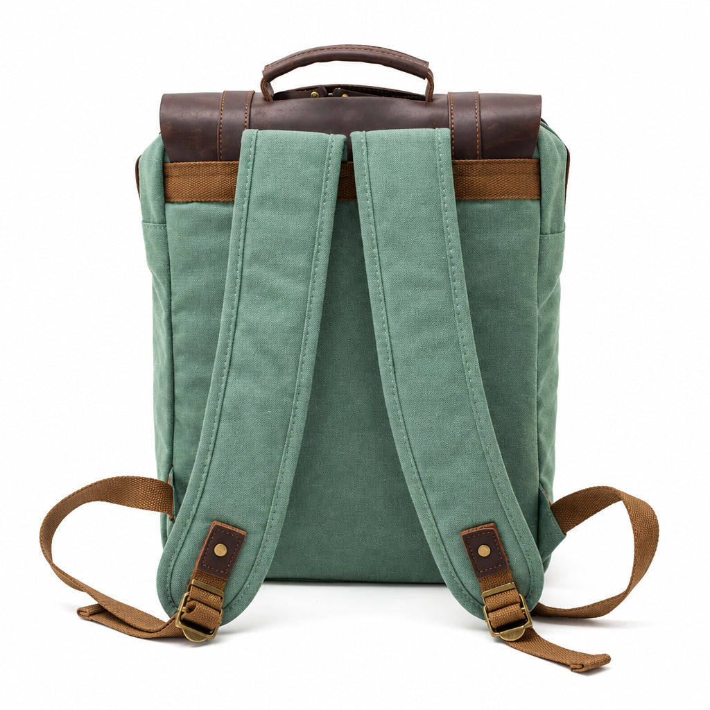 Canvas Leather Travel Backpack 20 to 35 Litre