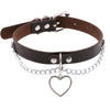 Chic Multicolor Stud and Heart Pendant Choker Collar Leather Gothic Punk Rock Necklace