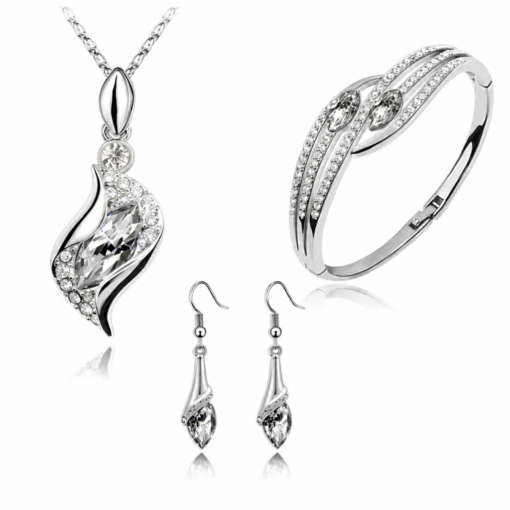 Austrian Crystal Flame Necklace, Bracelet & Earrings Fashion Jewelry Set