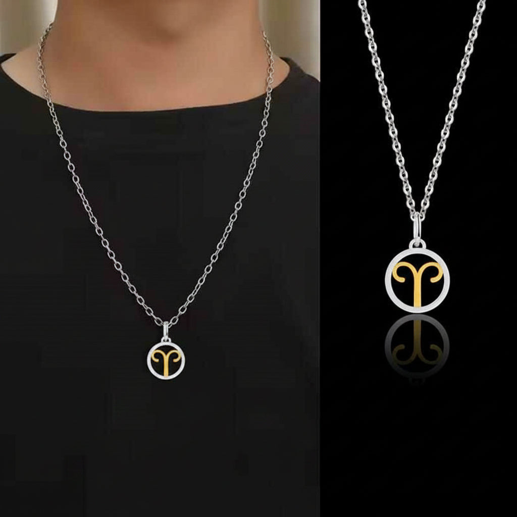Silver Gold Zodiac Sign 925 Sterling Silver Long Chain Pendant Necklace