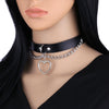 Chic Multicolor Stud and Heart Pendant Choker Collar Leather Gothic Punk Rock Necklace