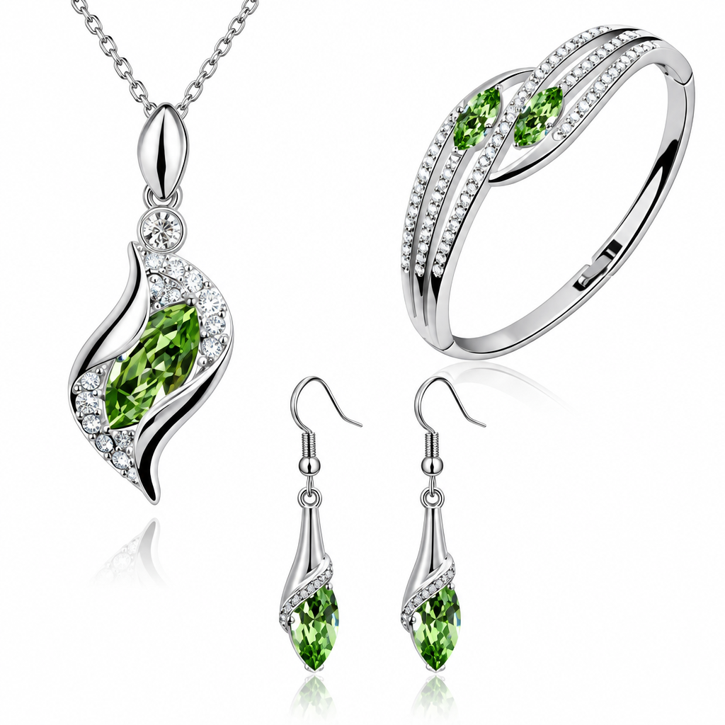 Austrian Crystal Flame Necklace, Bracelet & Earrings Fashion Jewelry Set