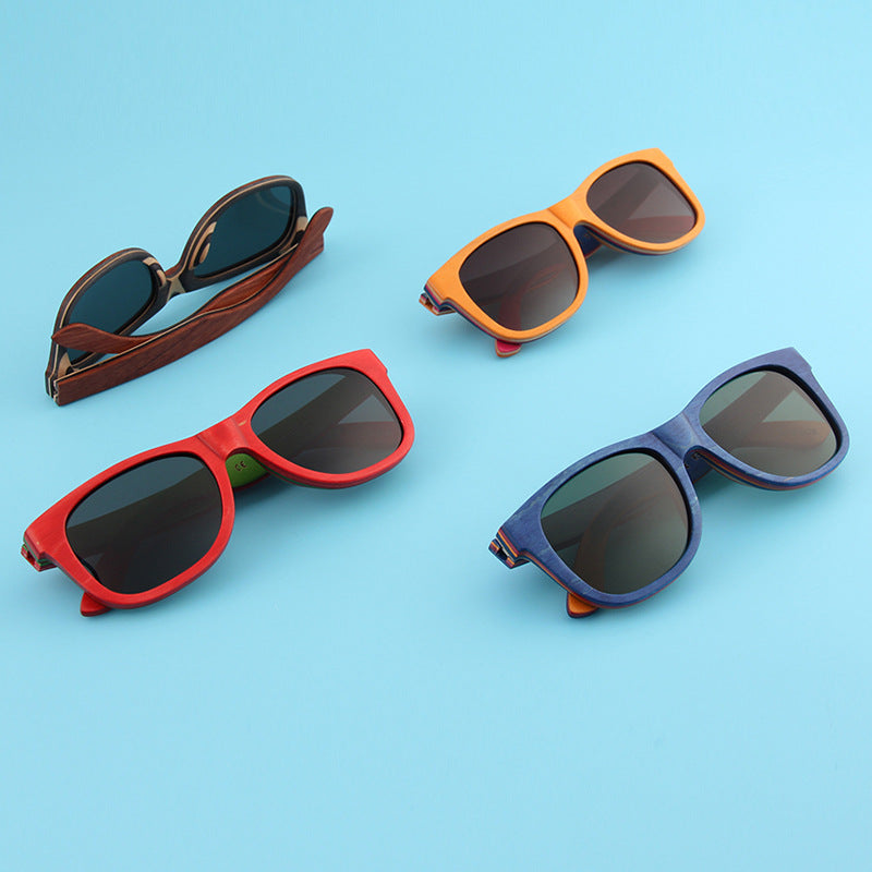 Skateboard Wooden Sunglasses with Case 6 Options