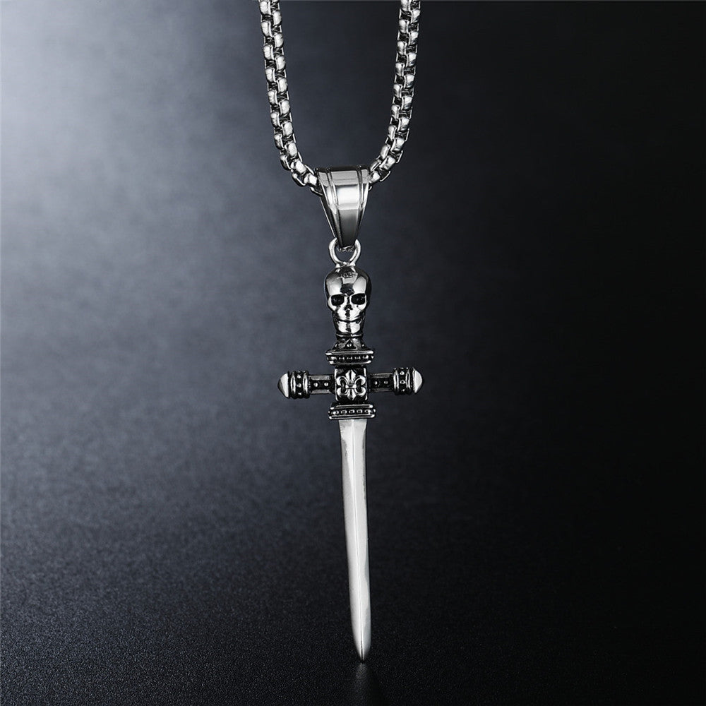 Cross Sword Titanium Steel Fashion Pendant Necklace
