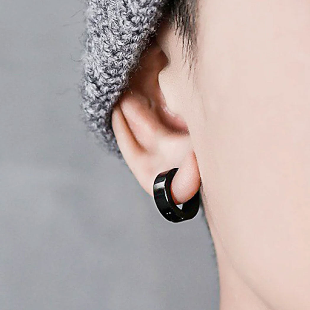 3-4 Pairs Stainless Steel Men Women Clip On Earrings Hoop Huggie Non-Piercing