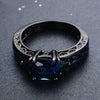 Jewelry Blue Sapphire White Diamond Black Gold Engagement Wedding Women's Ring-Rings-Innovato Design-6-Innovato Design