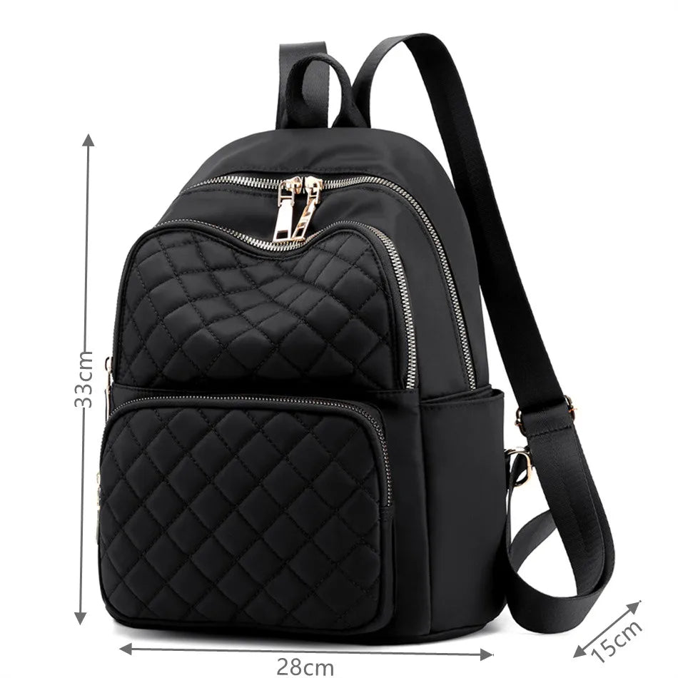 Fashion Casual Multifunction Rhombic Pattern Stitches Oxford Shoulder Bag and College Style Backpack