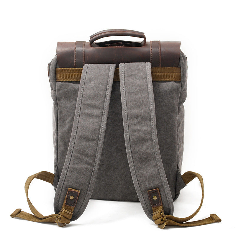 Canvas Leather Travel Backpack 20 to 35 Litre