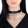 Chic Multicolor Stud and Heart Pendant Choker Collar Leather Gothic Punk Rock Necklace