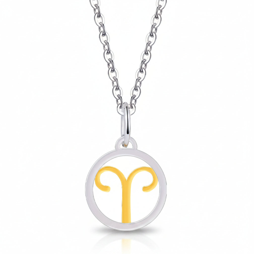 Silver Gold Zodiac Sign 925 Sterling Silver Long Chain Pendant Necklace
