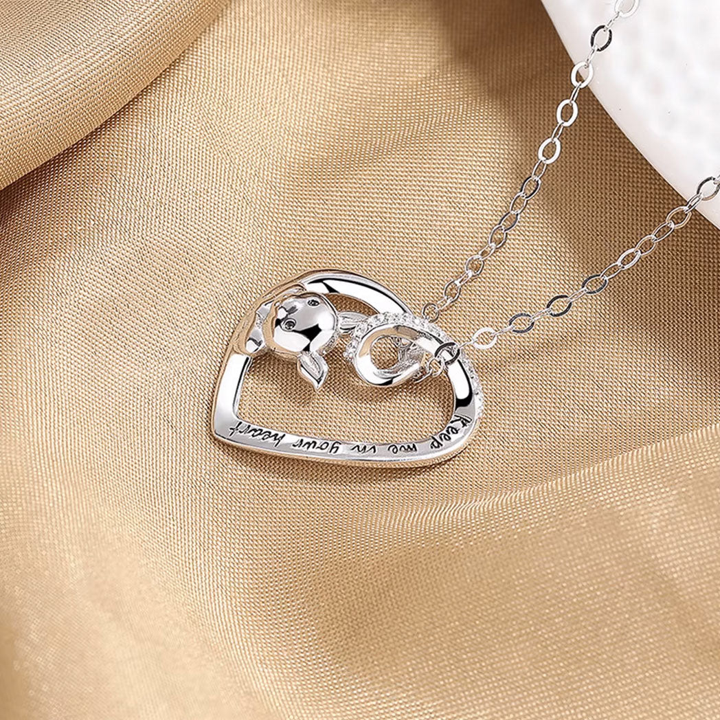 Pig with Heart 925 Sterling Silver Fashion Pendant Necklace