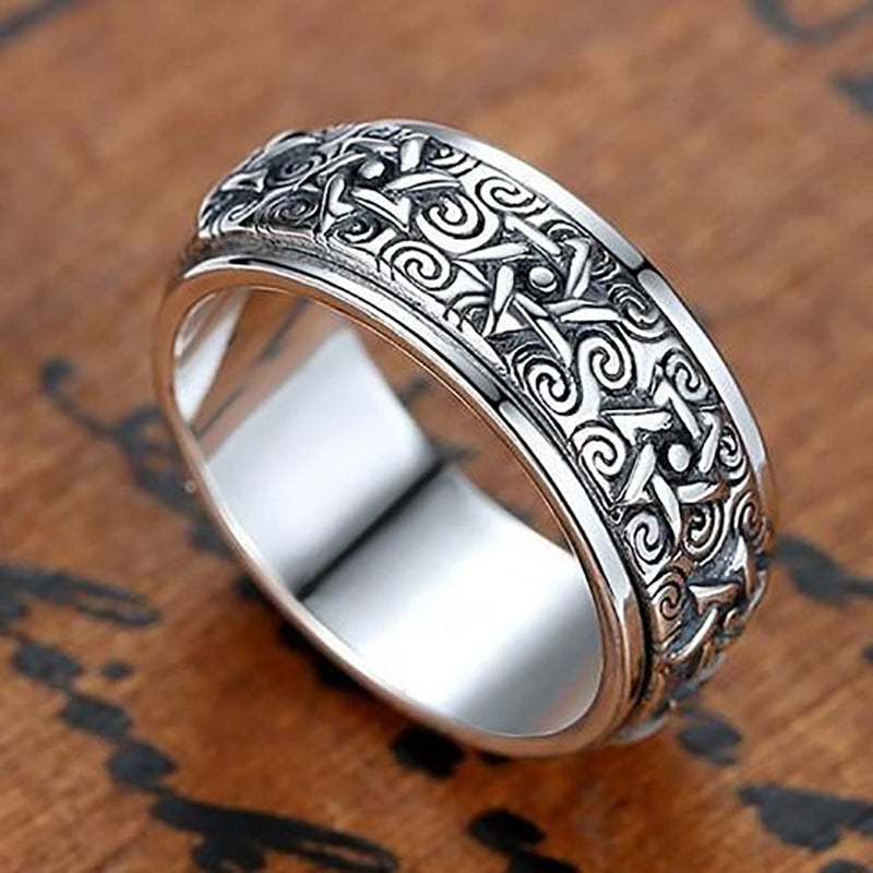 925 Sterling Silver Star Hexagram Spinner Vintage Punk Rock Ring