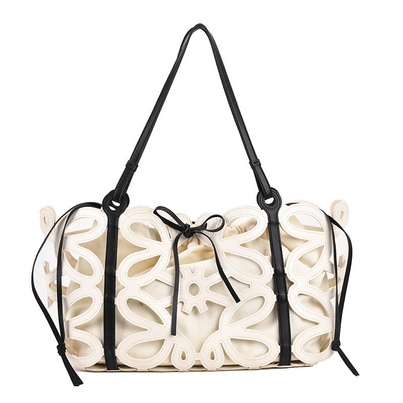 Hollow-Out Floral Print Fashion PU Leather Tote Bag, Shoulder Bag and Handbag