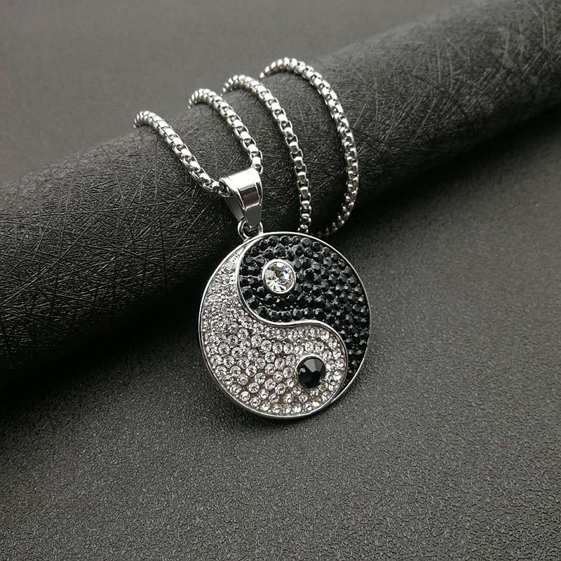 Zirconia Yin Yan Balance Pendant Necklace