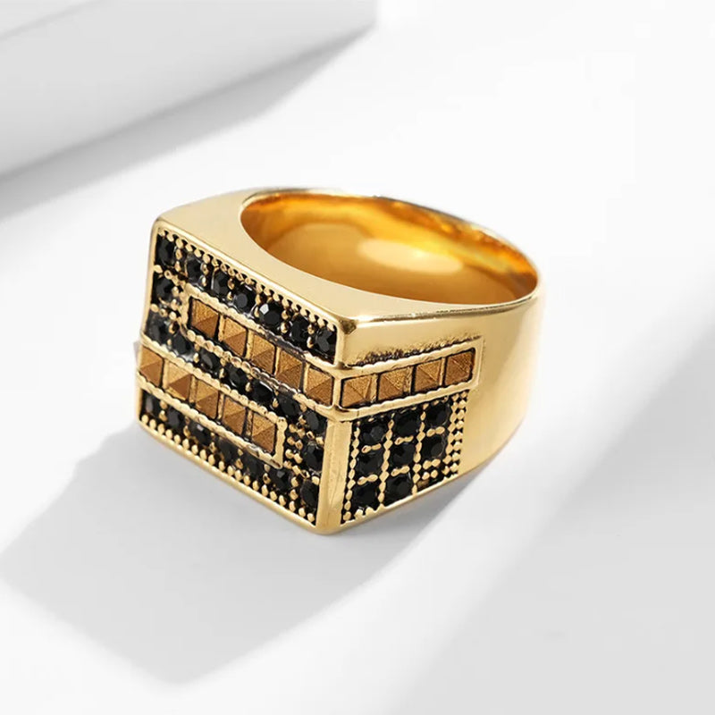 Men Cubic Zirconia Stainless Steel Ring, Classic Wedding Band-Rings-Innovato Design-8-Innovato Design