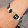 Men Women's Genuine Leather Bangle Cuff Cord Anchor Braided Bracelet-Bracelets-Innovato Design-Black-Innovato Design