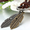 Vintage Angel Feather Pendant Leather Cord Men Necklace Chain, Gold Silver Brown