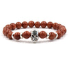 Natural Lava Stone Multicolor Beaded Skull Bracelet