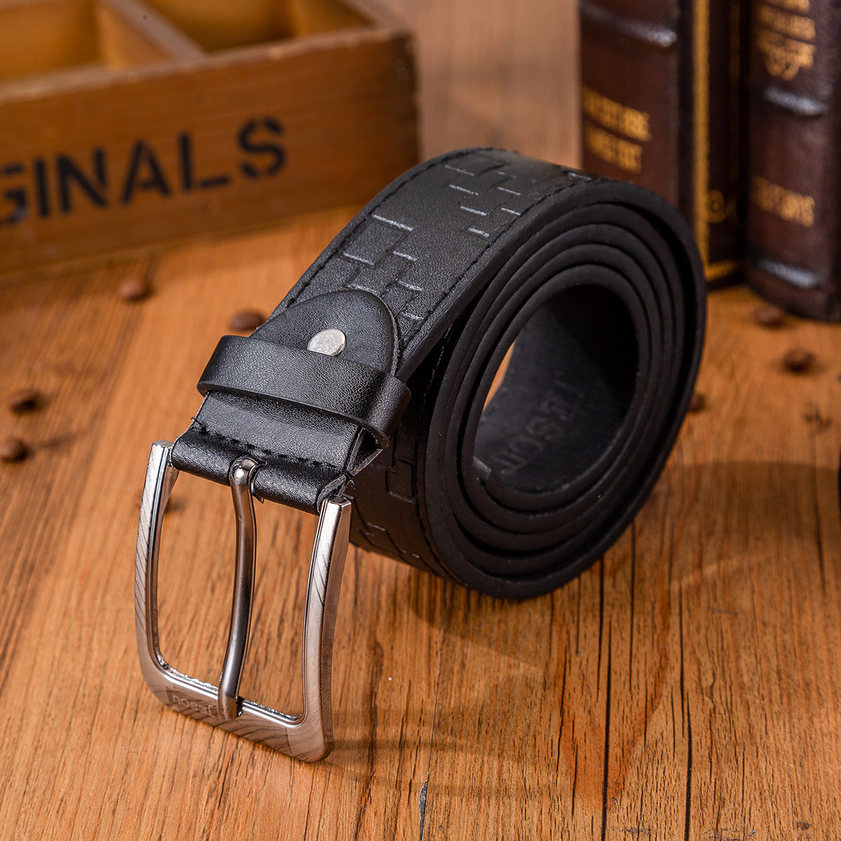 Men Large Dial Quartz Watch, Belt, Folding Wallet, Sunglasses, Keychain, and Ballpoint Pen Gift Set